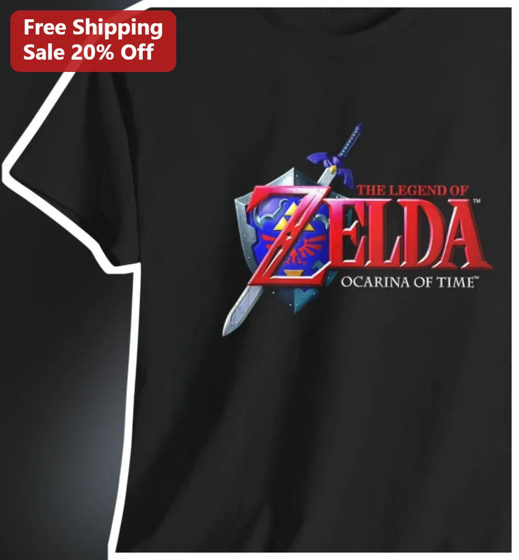 The Legend of Zelda Ocarina of Time Tee Link Master Sword Hylian Shield Retro Gaming Shirt Gift for Gamers