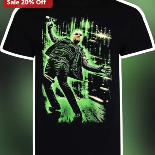 The Matrix Neo Bullet Time Graphic Tee Cyberpunk Digital Rain Sci-Fi Movie Shirt