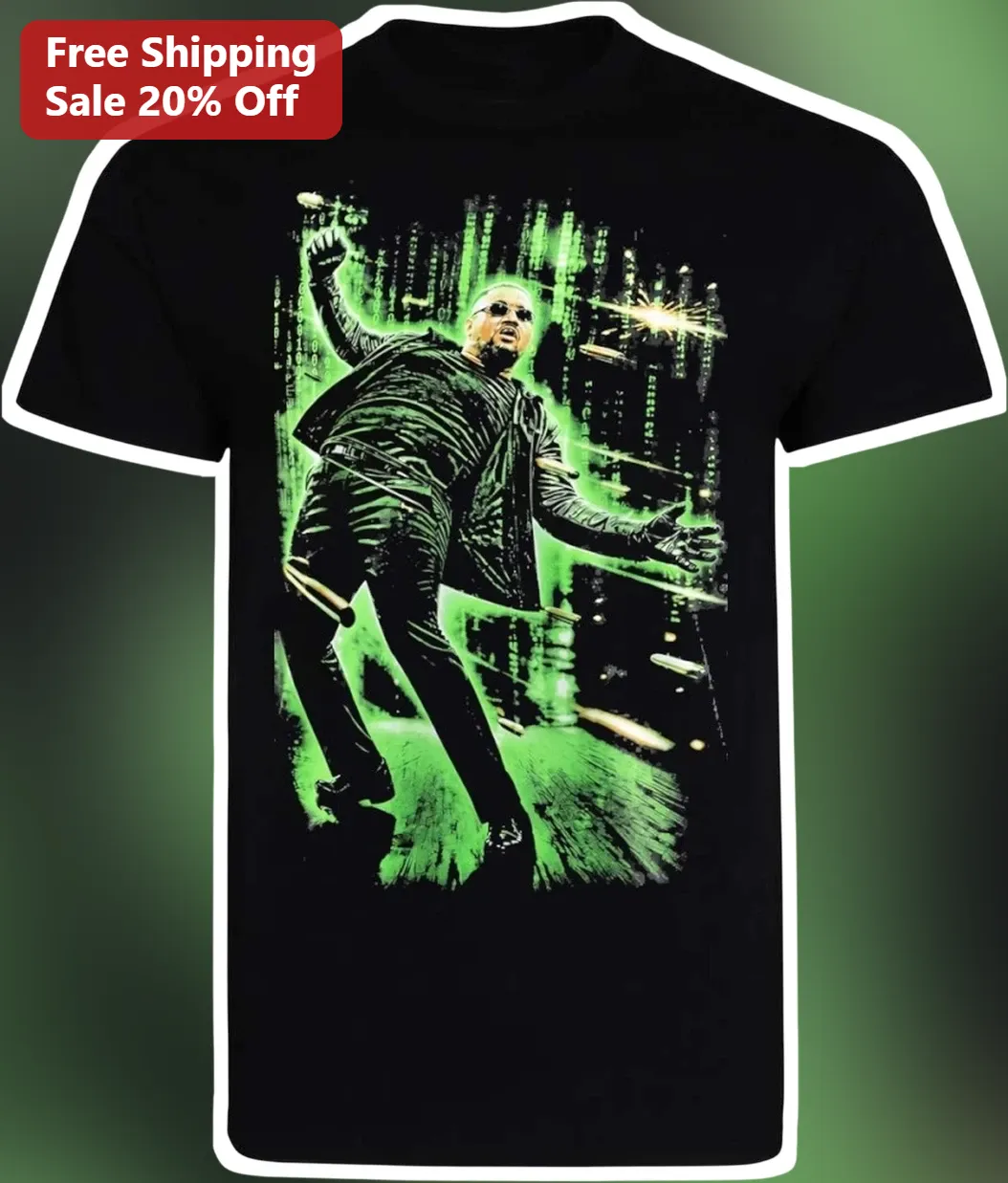 The Matrix Neo Bullet Time Graphic Tee Cyberpunk Digital Rain Sci-Fi Movie Shirt