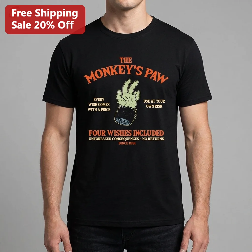 The Monkey's Paw Every Wish Comes With a Price Graphic Tee, Retro Horror Vintage Shirt, Spooky Halloween Gift for Fans