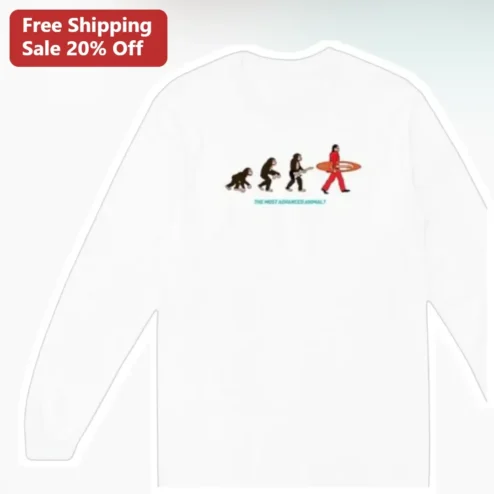 The Most Advanced Animal? Funny Human Evolution Surfer Long Sleeve Tee