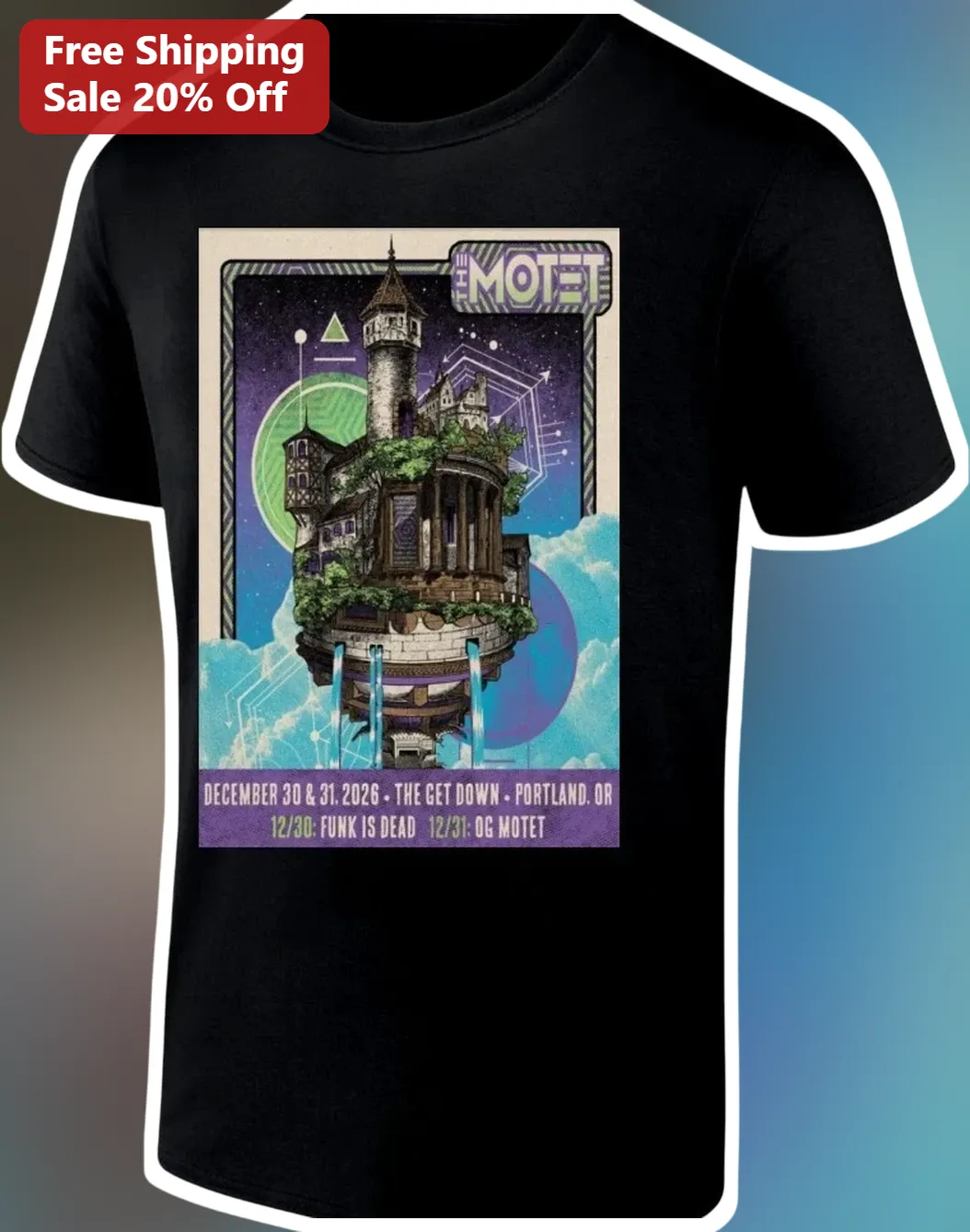 The Motet Portland NYE Funk is Dead OG Motet Graphic Tee