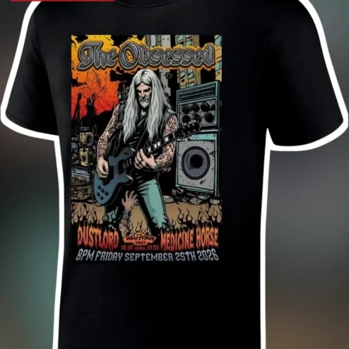 The Obsessed Dustlord Medicine Horse Tee Vintage Rock Band Graphic Shirt for Men