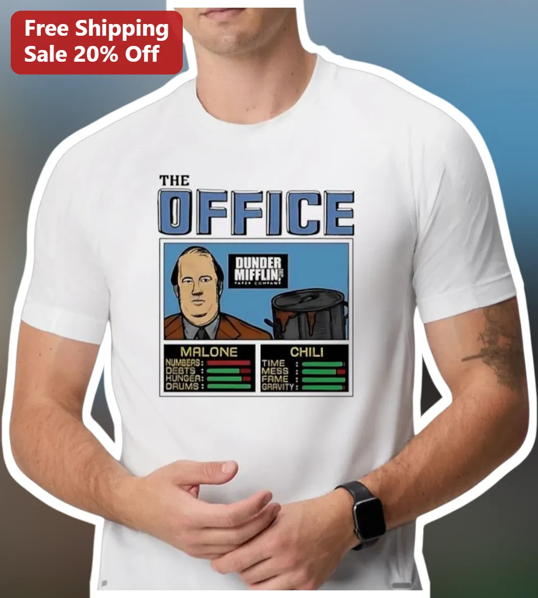 The Office Dunder Mifflin Paper Company Kevin Malone Chili Graphic Tee available at our Chicago, Illinois warehouse