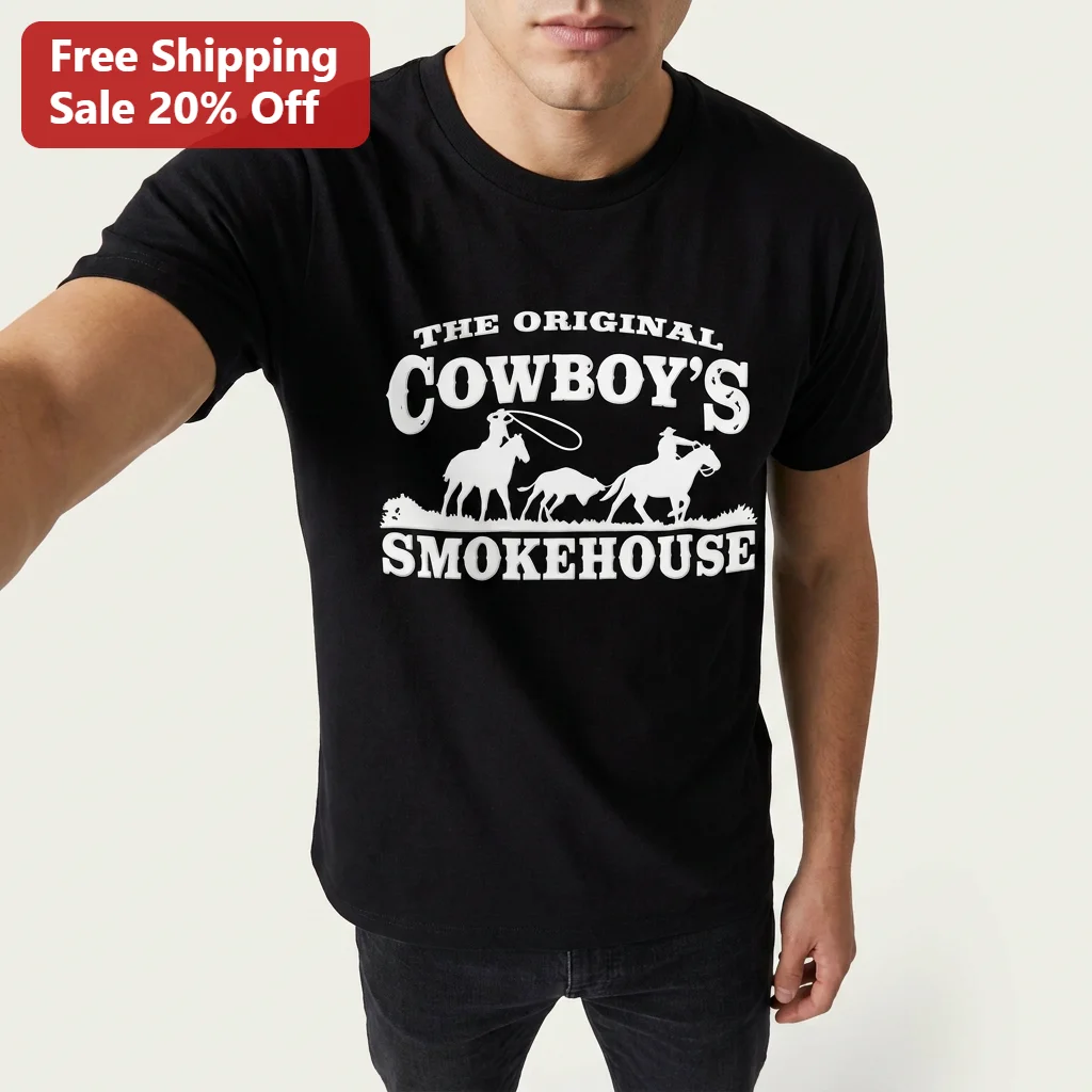 The Original Cowboy's Smokehouse Graphic Tee Vintage Western Rodeo Shirt Cowboy Cattle Roping BBQ Gift for Men