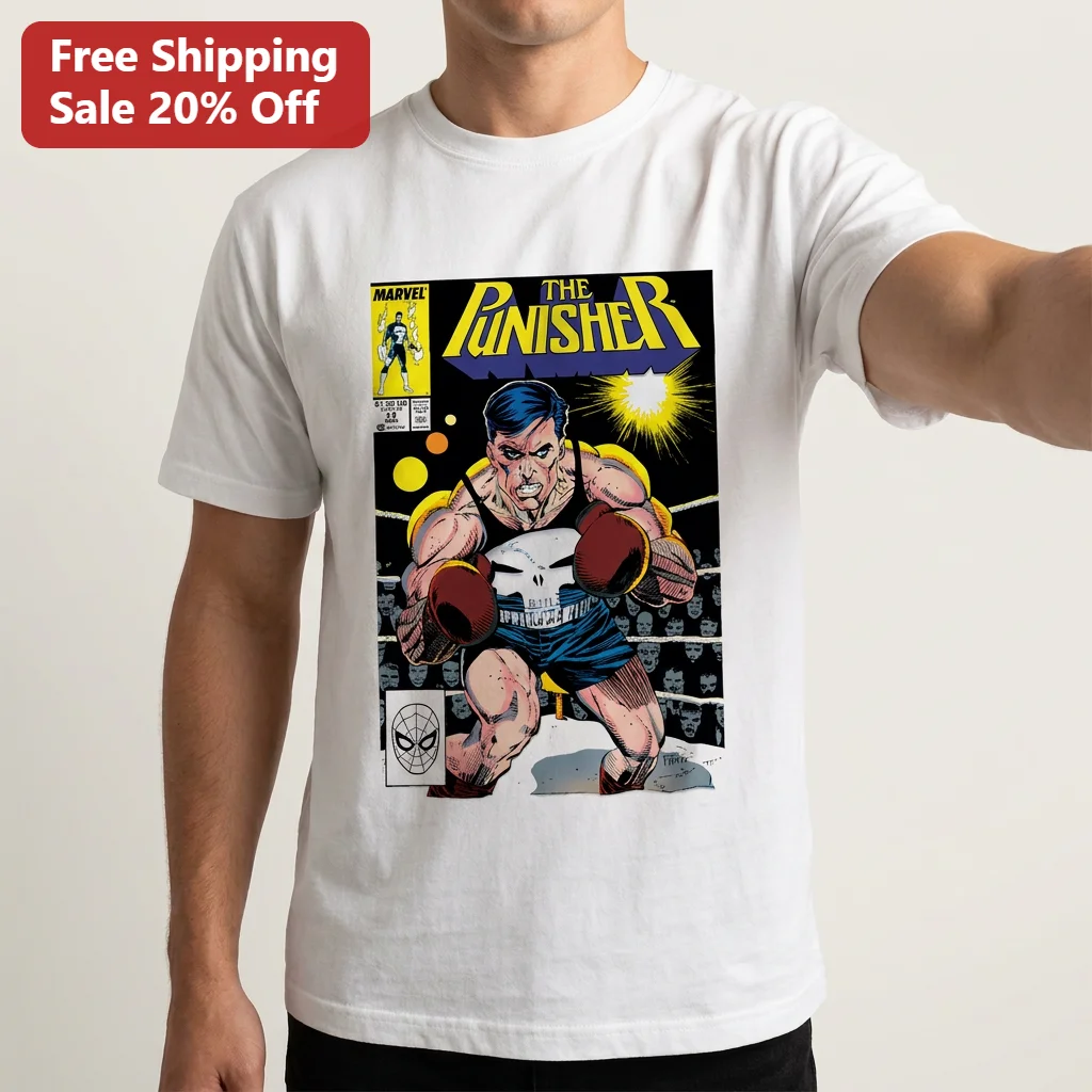 The Punisher Tee Vintage Marvel Comic Book Boxer Retro Graphic Shirt Gift for Men