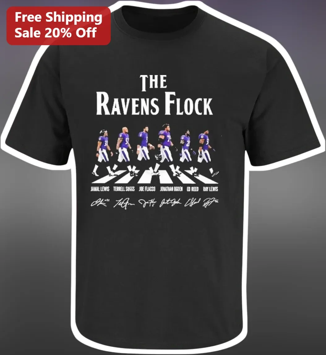 The Ravens Flock Tee Baltimore Ravens Abbey Road Parody Graphic T-Shirt for Men Women NFL Fans