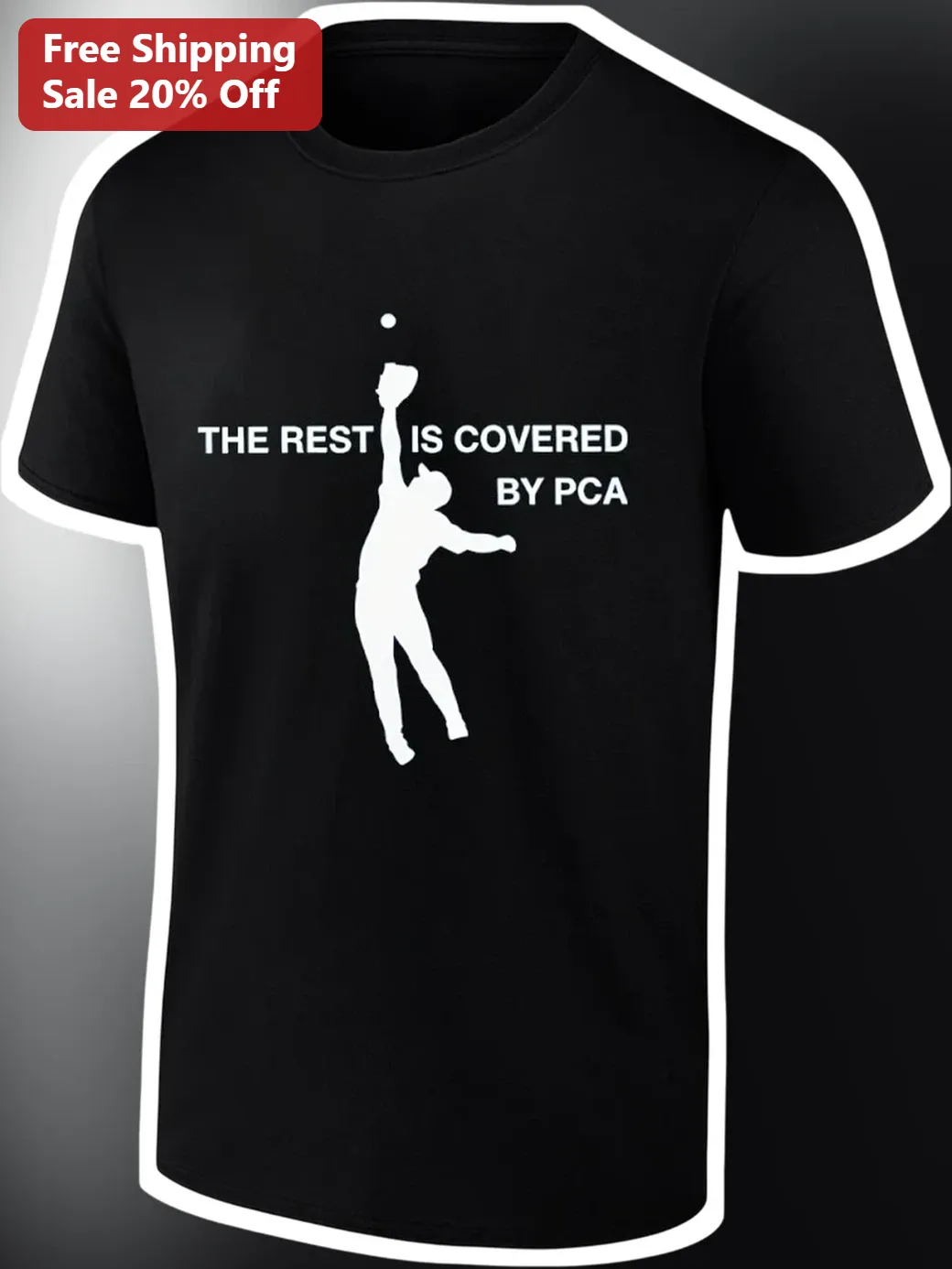 The Rest Is Covered By PCA Volleyball Spike Silhouette Graphic Tee available at our Chicago, Illinois warehouse