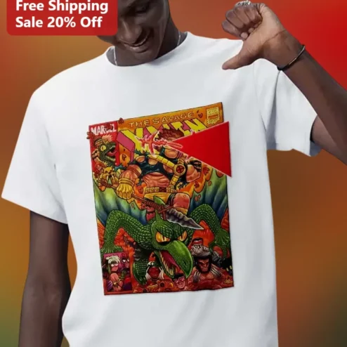 THE SAVAGE Tee He-Man Vintage Comic Book Graphic Shirt for Men