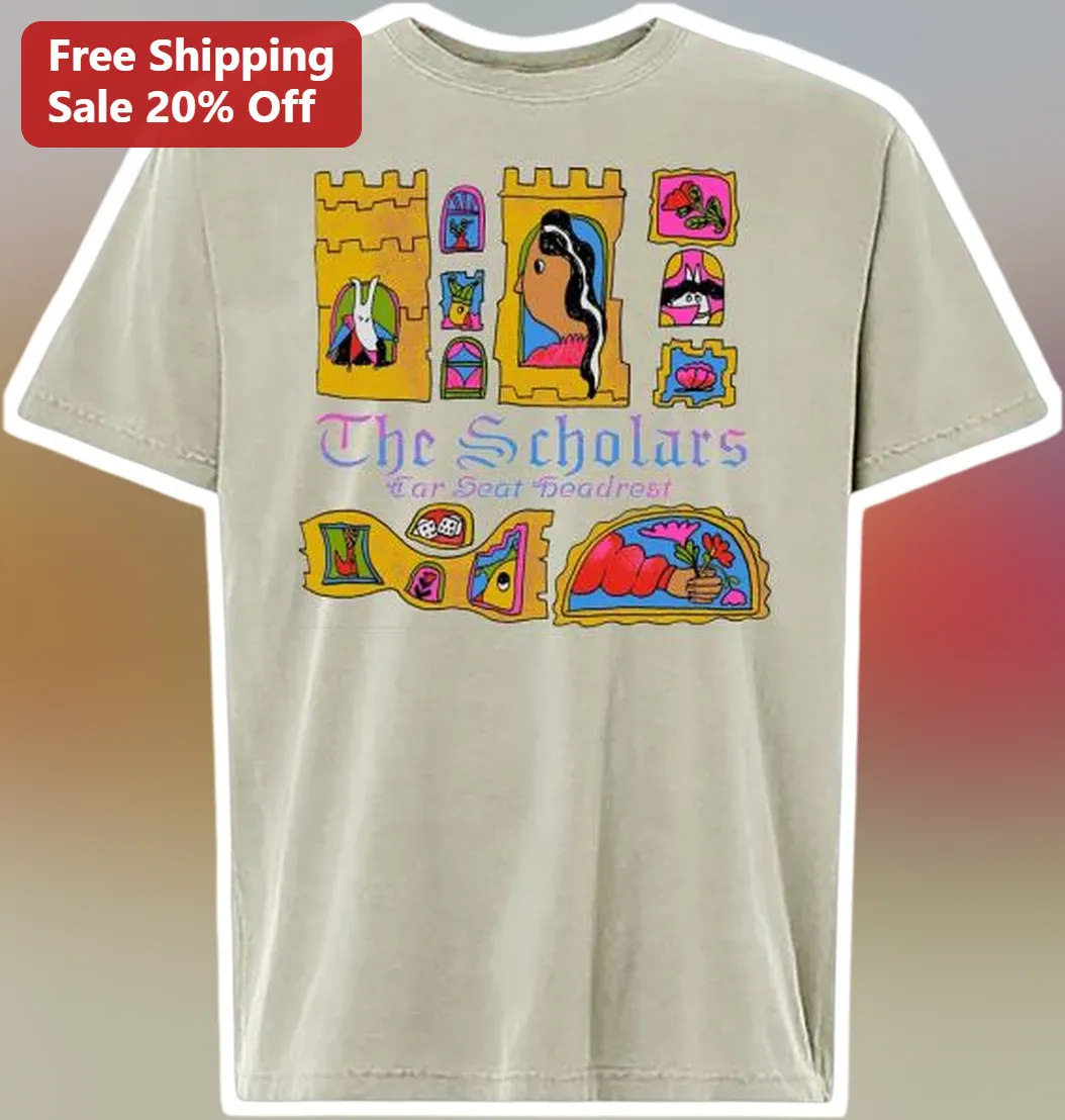The Scholars Tee Retro Stained Glass Castle Graphic T-Shirt Indie Rock Music Fan Gift