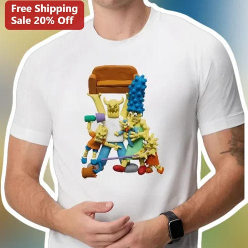 The Simpsons Claymation Family Graphic Tee Pop Culture Parody Shirt