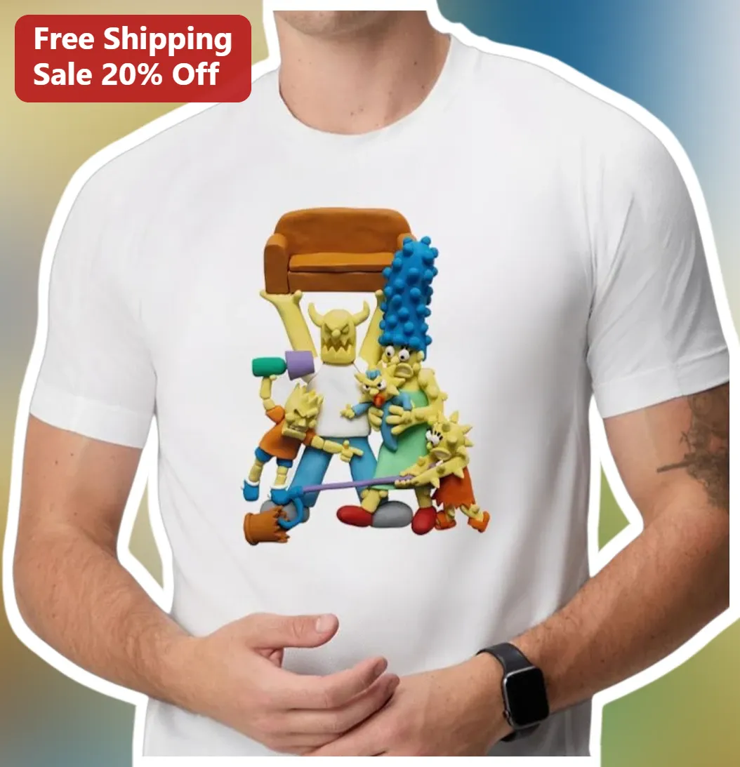 The Simpsons Claymation Family Graphic Tee Pop Culture Parody Shirt
