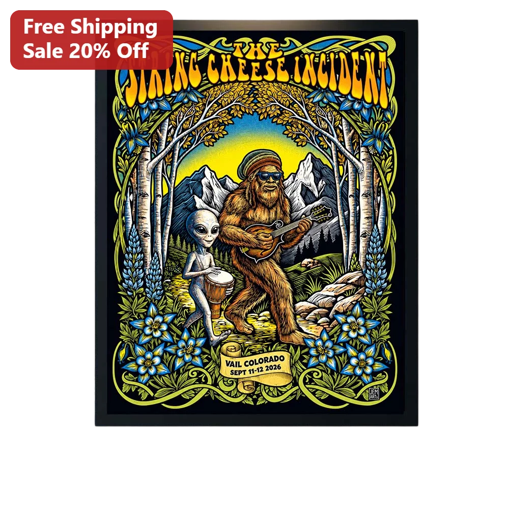 The String Cheese Incident Psychedelic Bigfoot Alien Mandolin Art Nouveau Concert Poster