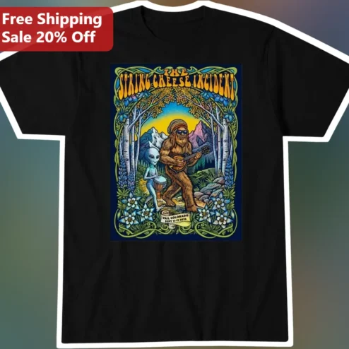 The String Cheese Incident Tee Bigfoot Banjo Alien Jam Band Psychedelic Graphic Shirt