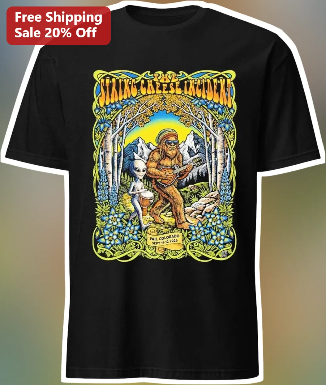 The String Cheese Incident Vail Colorado Sept 11-12 2026 Psychedelic Jam Band Graphic Tee