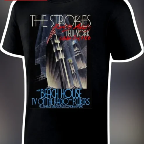The Strokes New York Flushing Meadows Corona Park Tee Beach House TV On The Radio Fckers Vintage Concert Poster Shirt