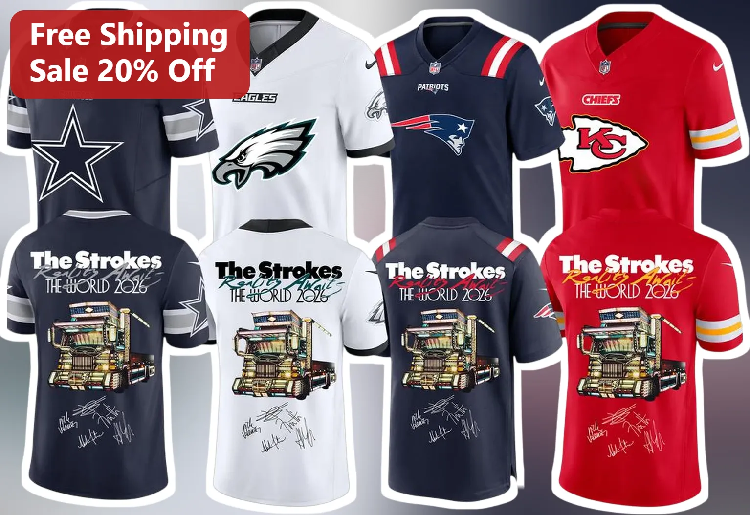 The Strokes Reality Awaits Jersey The World 2026 Tour Rock Band Merch