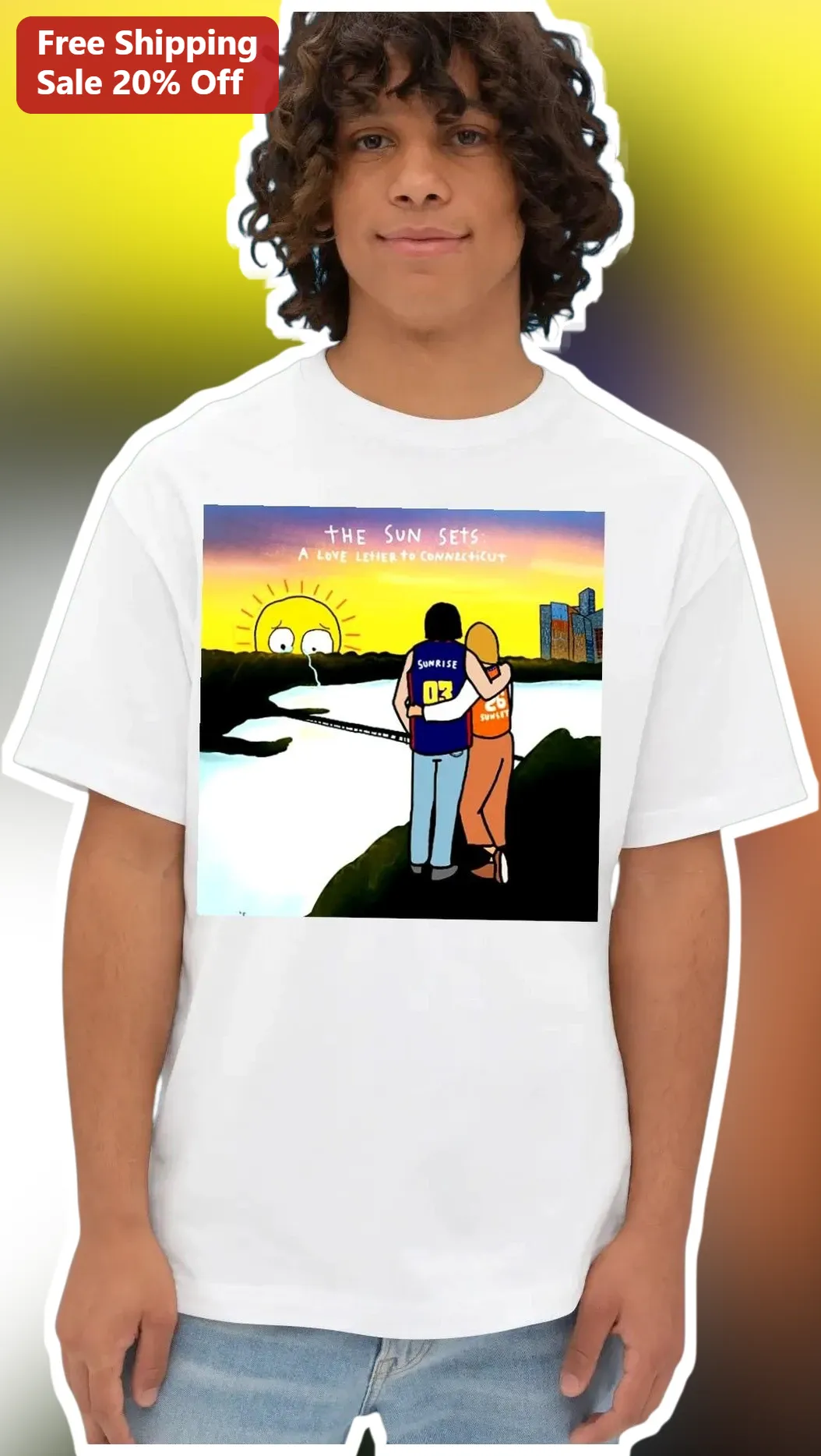 The Sun Sets A Love Letter To Connecticut Graphic Tee For Women Men CT State Pride Gift