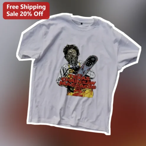 The Texas Chainsaw Massacre Part 2 Leatherface Graphic Tee Horror Movie Merch Gift for Men