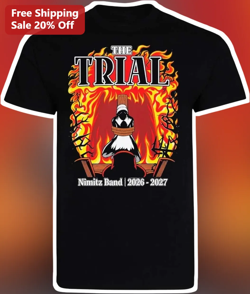 THE TRIAL Tee Funny Penguin Burning at Stake Meme Shirt for Fans
