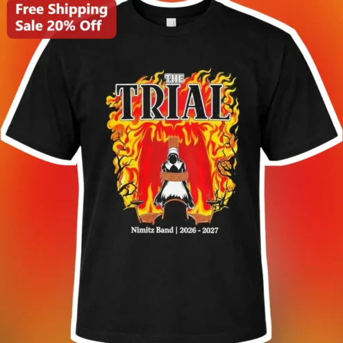 THE TRIAL Tee Penguin Judge Flame Graphic Shirt Band Tour Merch Gift