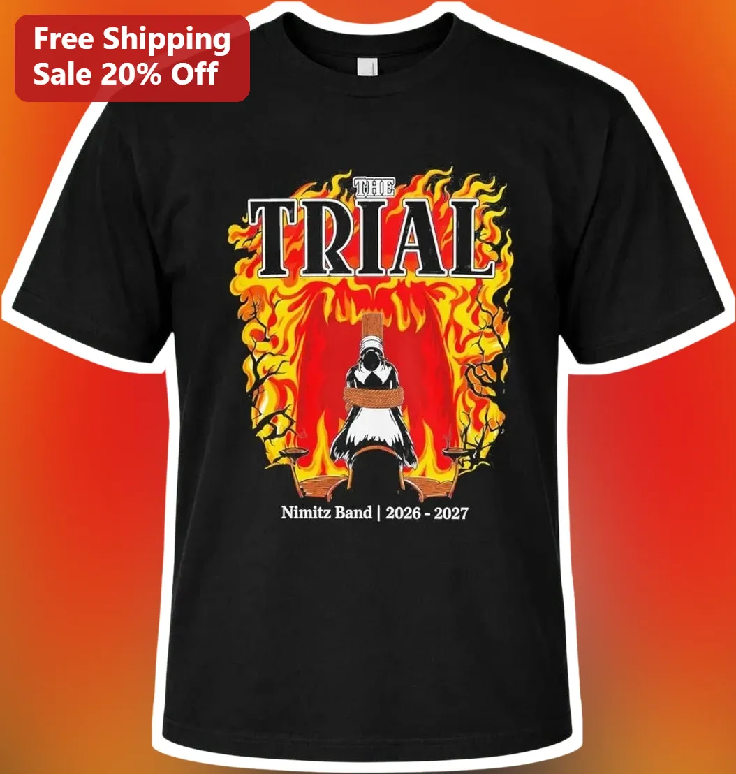 THE TRIAL Tee Penguin Judge Flame Graphic Shirt Band Tour Merch Gift