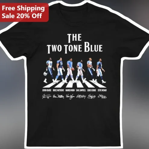 THE TWO TONE BLUE Detroit Lions Legends Abbey Road Parody Graphic Tee