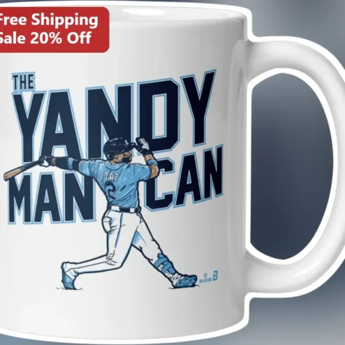 The Yandy Man Can Mug Baseball Player Swing Graphic Coffee Cup Gift for Tampa Bay Rays Fans