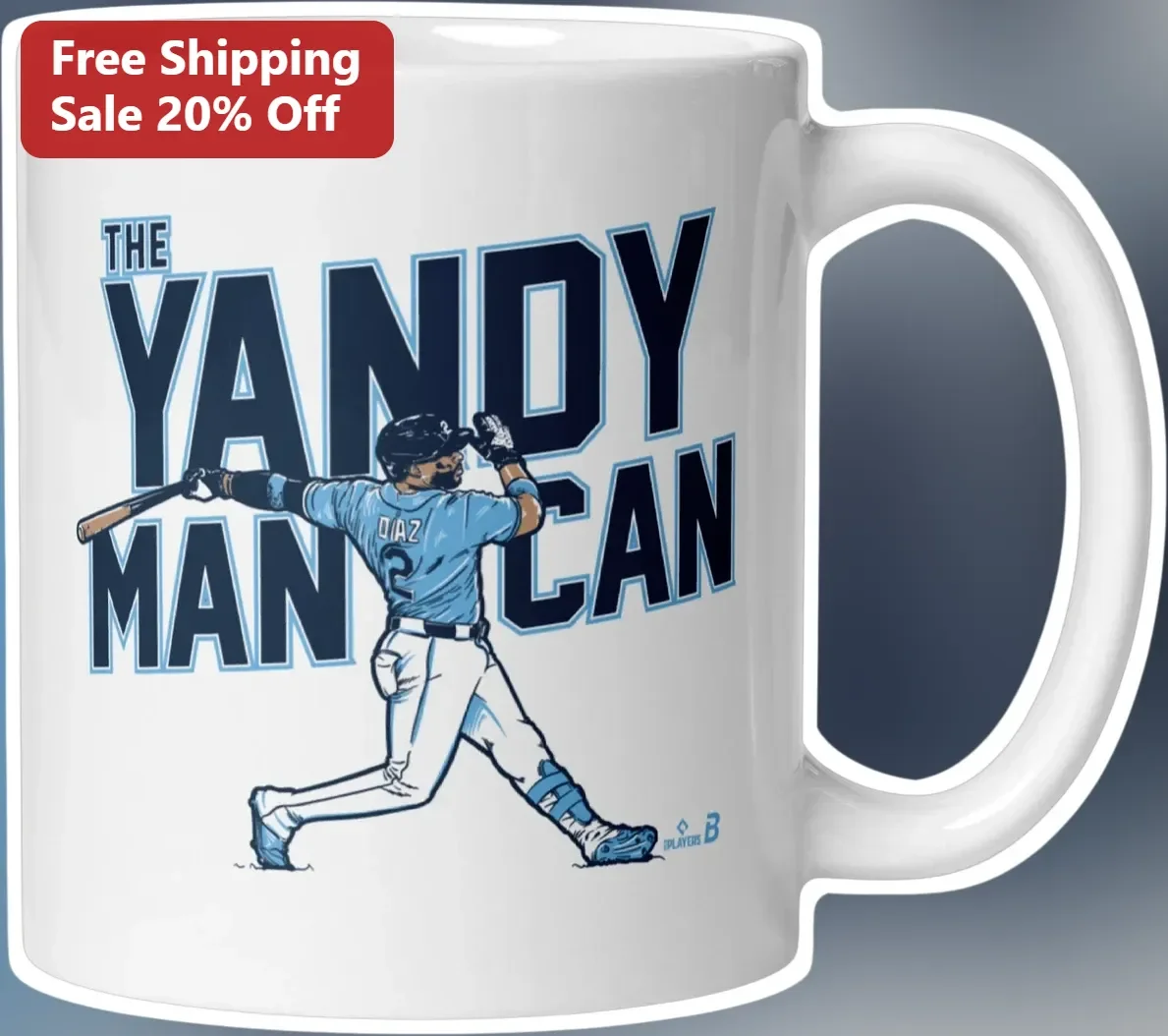 The Yandy Man Can Mug Baseball Player Swing Graphic Coffee Cup Gift for Tampa Bay Rays Fans