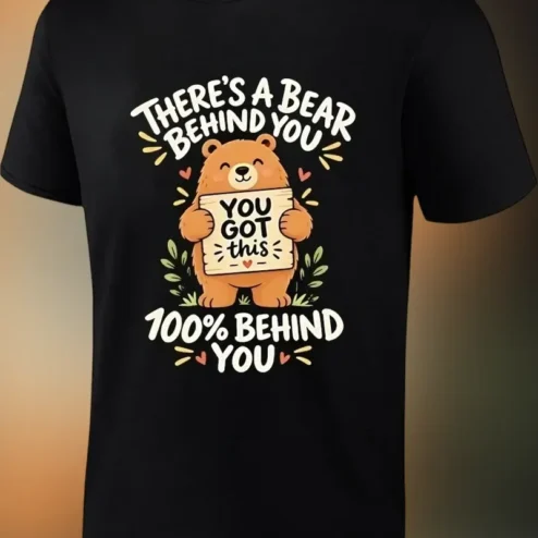 There's A Bear Behind You Behind You Funny Bear Graphic Tee