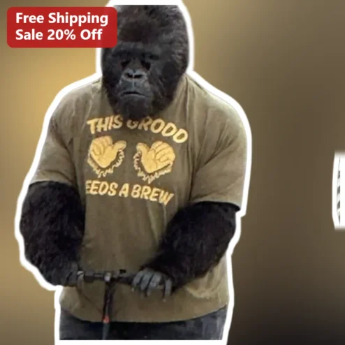 This Grodd Feeds A Brew Tee Gorilla Grodd Funny Beer Pun Graphic T-Shirt for Men Women