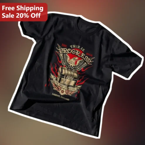 This Is Progress Punk Rock Wrestling Tee Vintage Crest Graphic Shirt