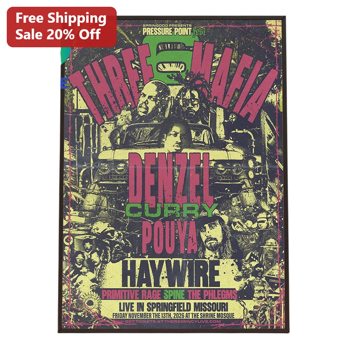 Three 6 Mafia Denzel Curry Pouya Haywire Poster Underground Hip Hop Memphis Rap Art Print Wall Decor