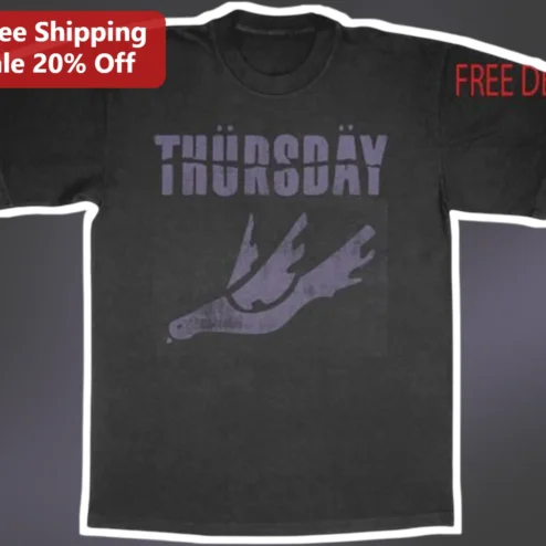 THÜRSÄY Tee Distressed Purple Bird Graphic Emo Alternative Rock Shirt