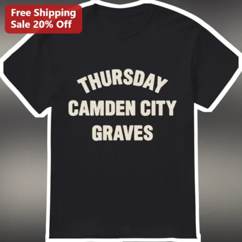 Thursday Camden City Graves Tee Vintage Band Merch Style Black Cotton Shirt for Emo Alternative Rock Fans