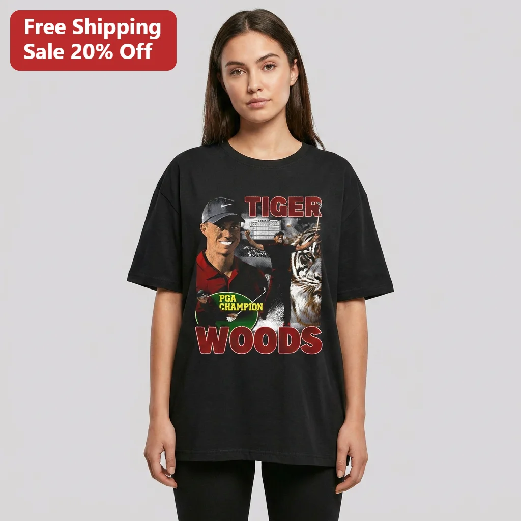 Tiger Woods Vintage Bootleg Tee 90s Golf Legend PGA Champion Graphic Shirt Gift for Golf Fans