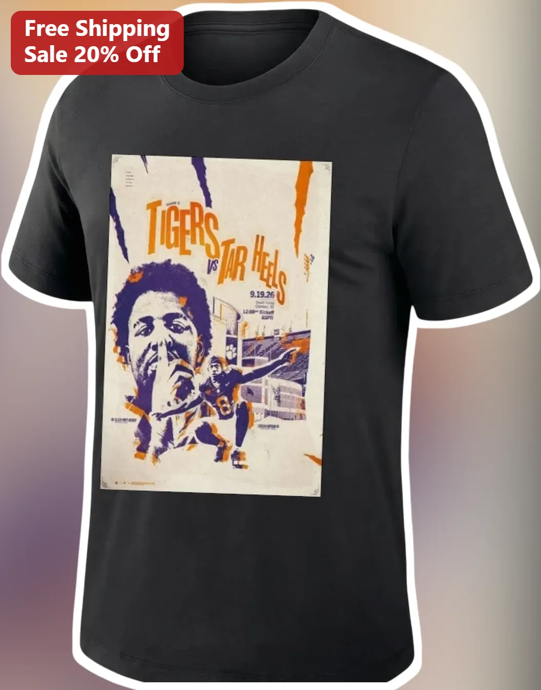 Tigers vs Tar Heels Tee Deshaun Watson Vintage College Football Rivalry Shirt