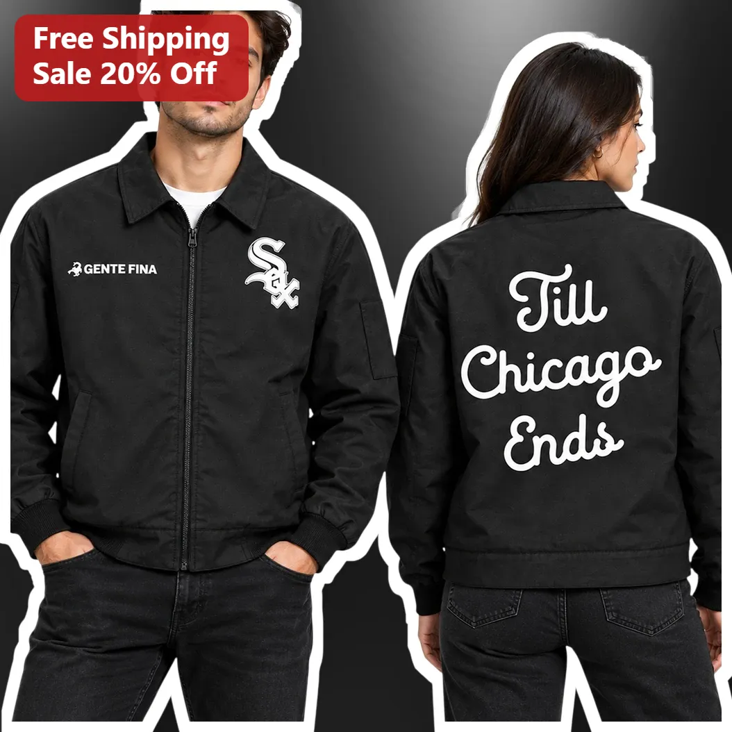 Till Chicago Ends Jacket Black Zip-Up Bomber With White Sox Logo For Men Women