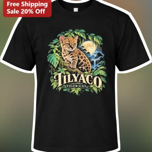 TILYACO TIGER CAT Tee Japanese Style Exotic Wild Cat Graphic Shirt for Men Women