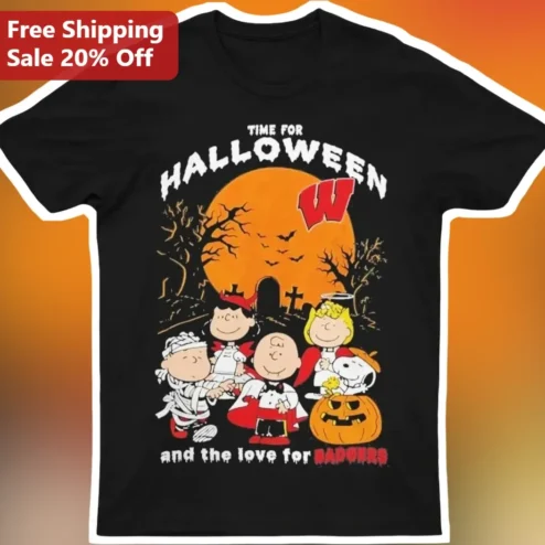 Time for Halloween Badgers Peanuts Characters Graphic Tee