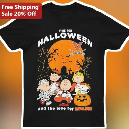 Time for Halloween UVA Cavaliers Peanuts Characters Vintage Graphic Tee