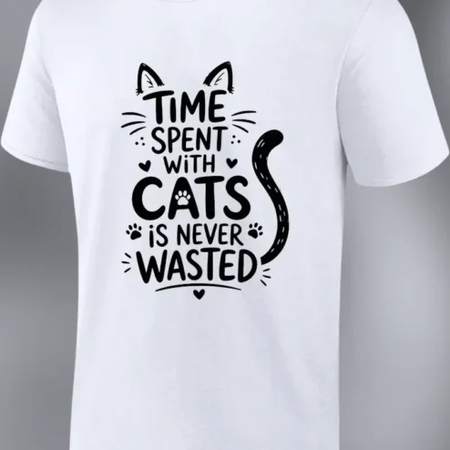 Time Spent With Cats Is Never Wasted Cat Lover Graphic Tee Gift for Women Men
