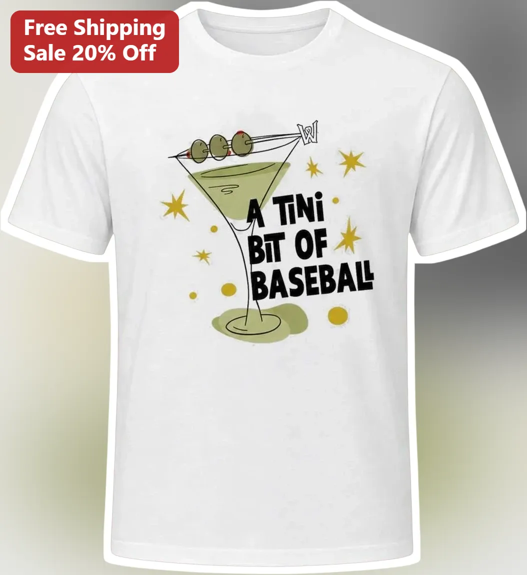 TiNi BIT OF BASEBALL Tee Funny Martini Baseball Graphic Shirt Gift for Fans