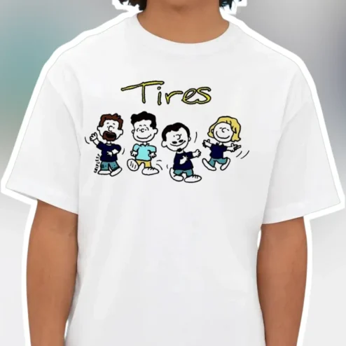 Tires Tee Peanuts Characters Charlie Brown Linus Vintage Cartoon Graphic T-Shirt