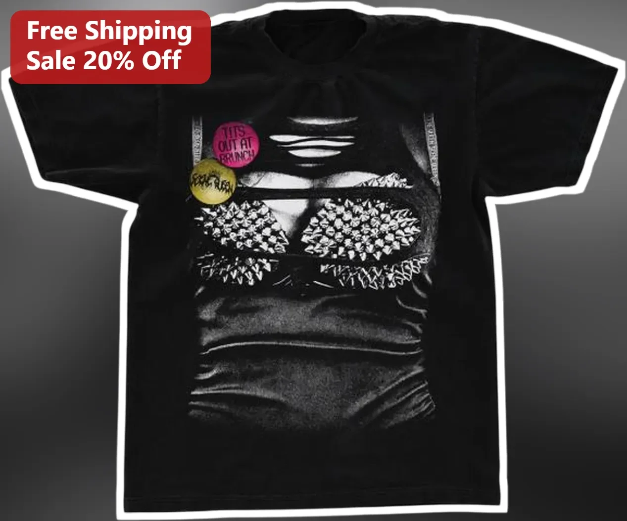 Tits Out At Brunch Punk Rock Graphic Tee Riot Scene Queen Style Shirt