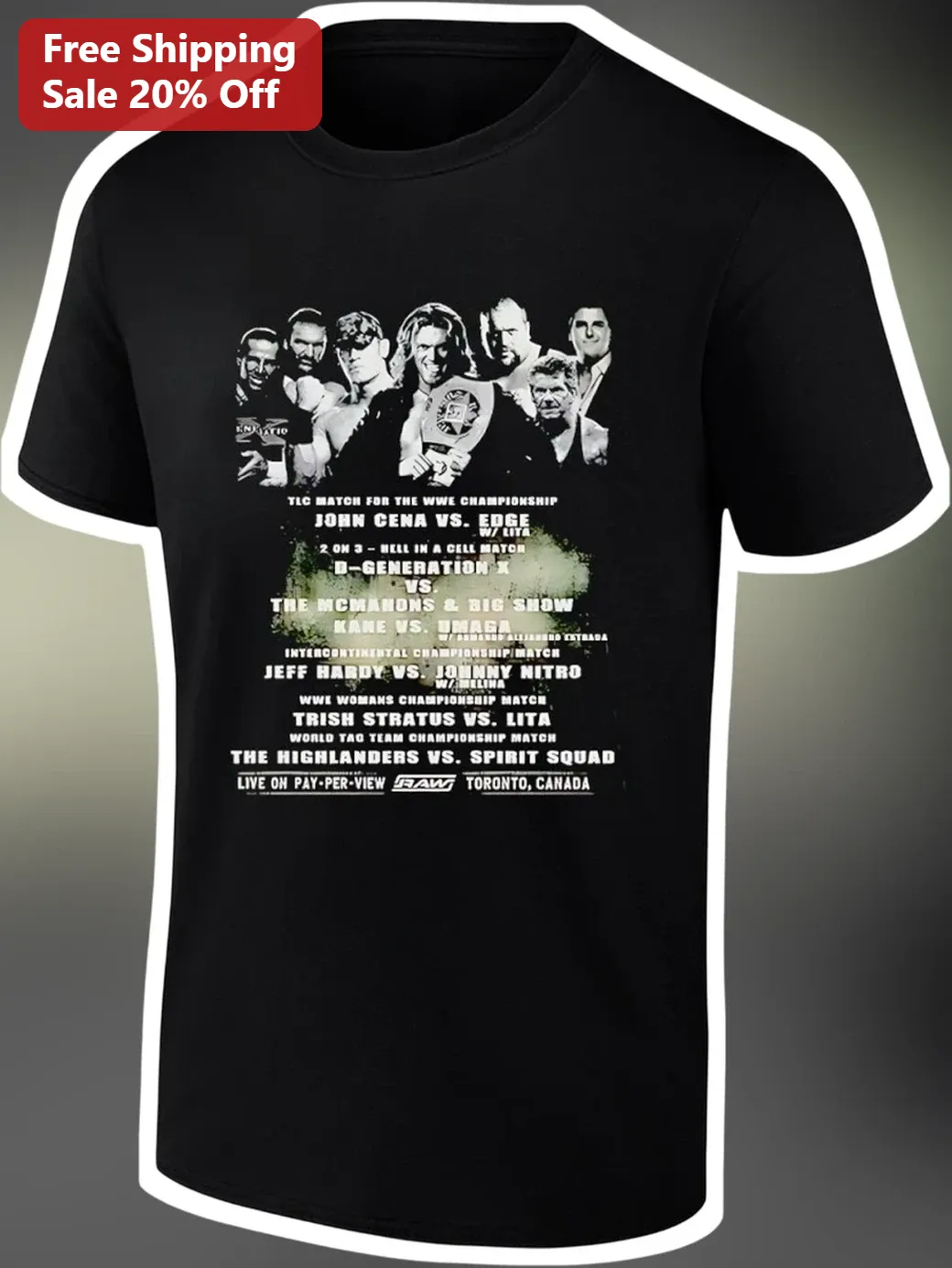 TLC Match WWE Championship John Cena vs Edge Retro Wrestling Tee