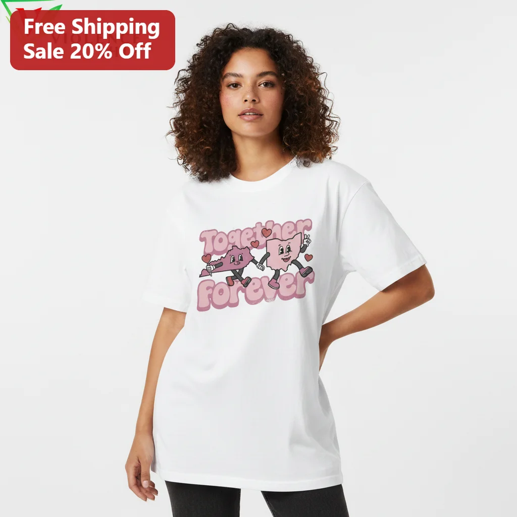 Together Forever Tee, Kentucky Ohio Couple Gift, Retro Groovy Valentine Shirt for Long Distance Relationships and Anniversaries