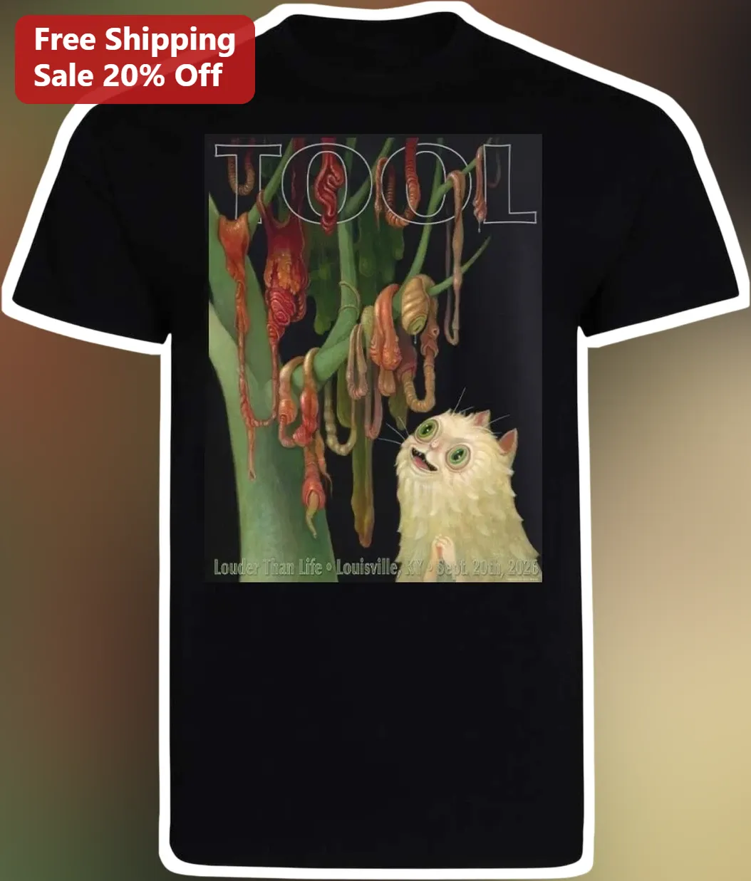 Tool Louder Than Life Louisville KY Sept 20 2026 Surreal Cat Graphic Tee