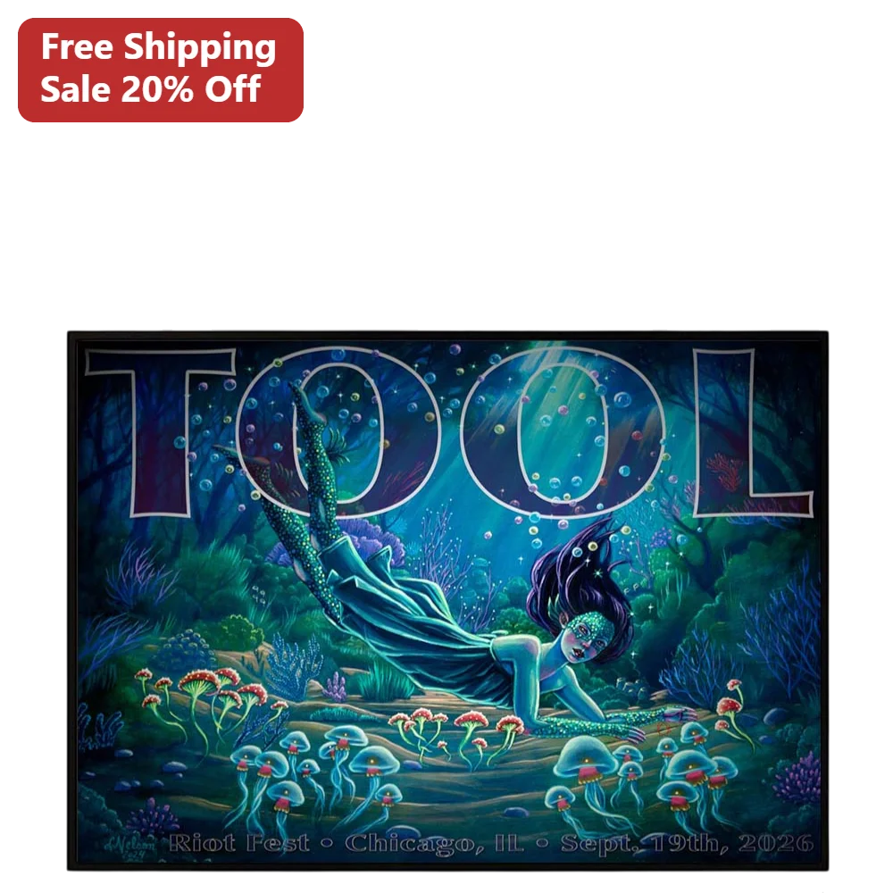 Tool Poster Psychedelic Mermaid Band Wall Art Rock Concert Print Gift for Fans