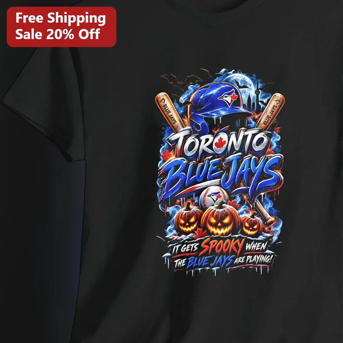 Toronto Blue Jays Halloween Tee It Gets Spooky When The Blue Jays Are Playing Graphic Shirt